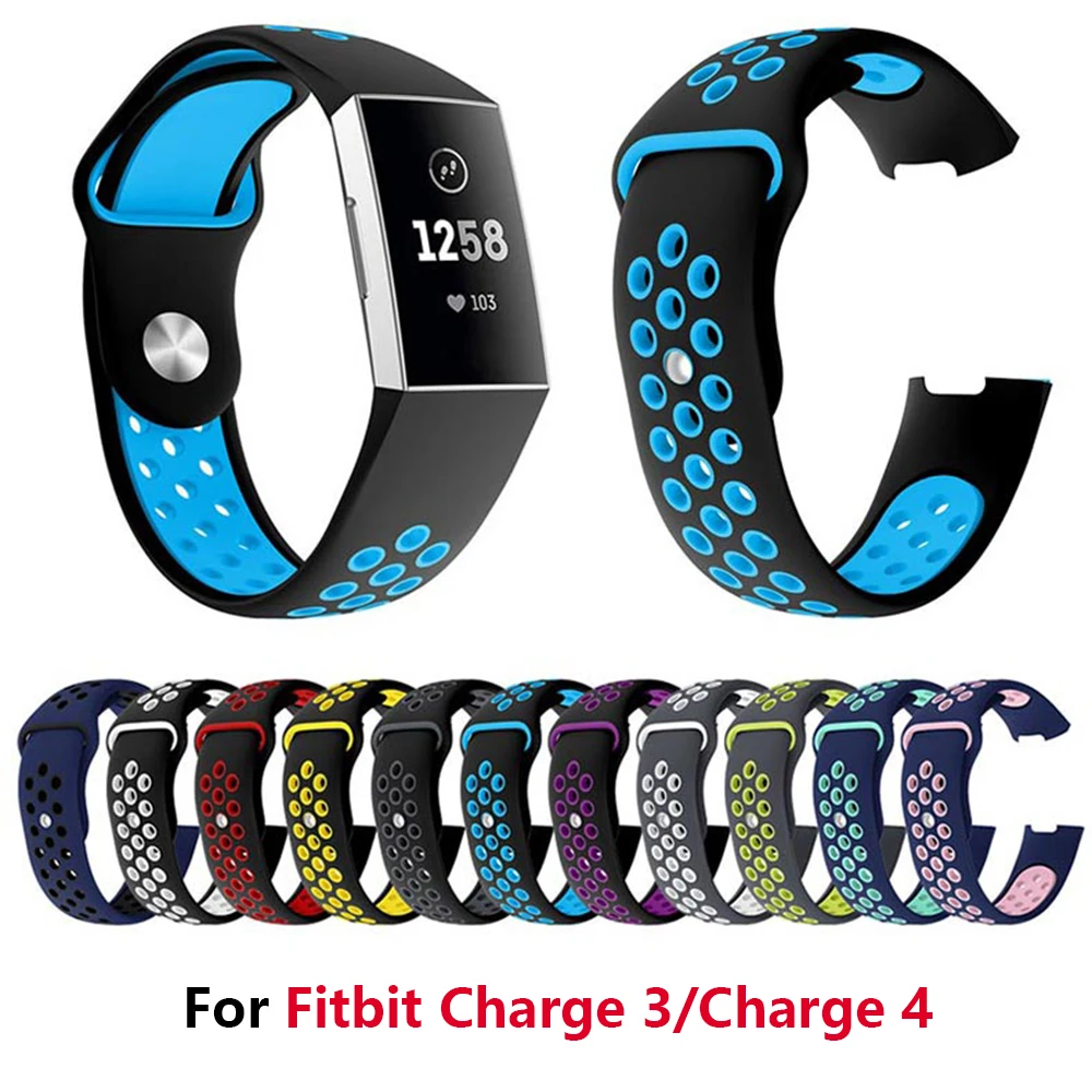 Ремешки для Fitbit Charge 3 и 4 Спортивные Мягкие силиконовые дышащие сменные ремешки