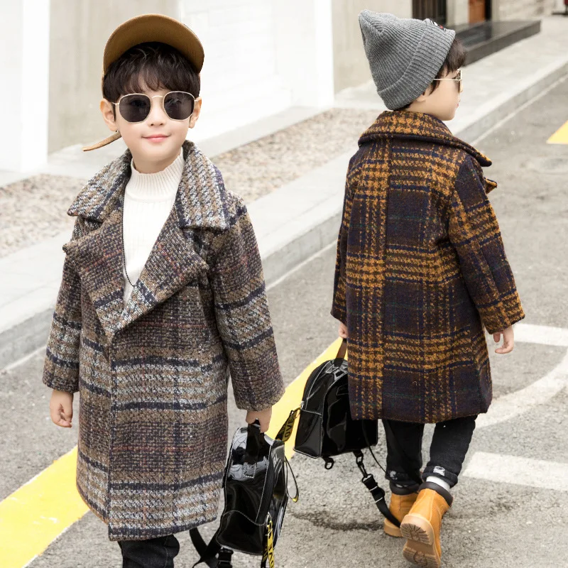Winter Jackets Boys Solid Woolen Double-breasted Baby Boy Trench Coat Lapel 3 4 5 6 7 Y Kids Outerwear Coats For Boy Windbreaker