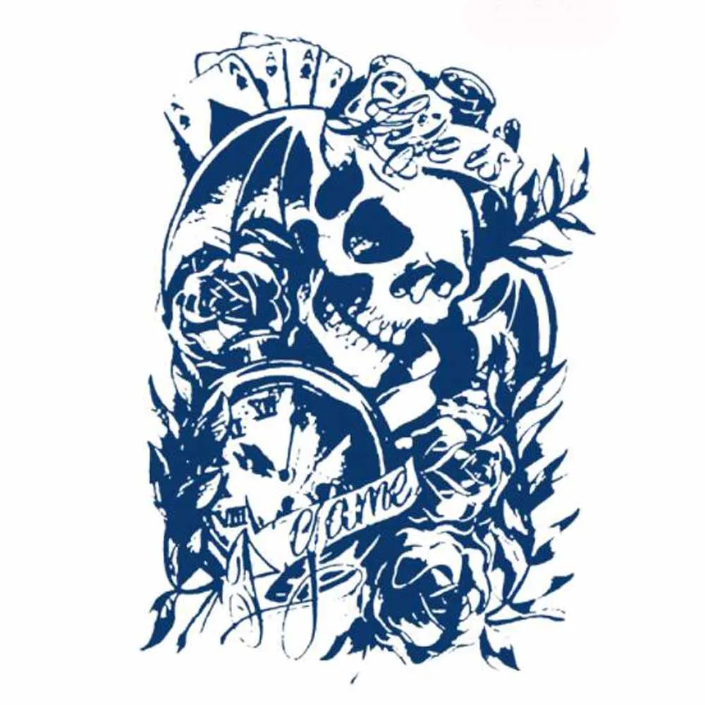 

Waterproof Temporary Tattoo Sticker Men Body Makeup Tattoos Skull Flower Dragon Art Flash Fake Tattoos Men