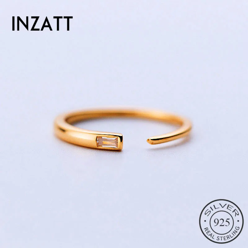 

INZATT Real 925 Sterling Silver Zircon Adjustable Ring For Fashion Women Party Cute Fine Jewelry Minimalist Accessories 2020