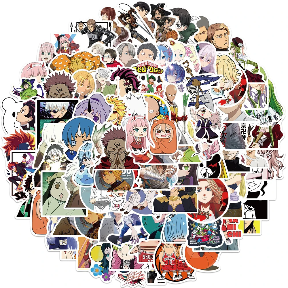 Pegatinas de Anime Mix Jujutsu Kaisen Attack on Titan, grafiti, bricolaje, para port&aacute;til, guitarra, motocicleta, Skateboard, equipaje, 10/30/50 Uds.-2