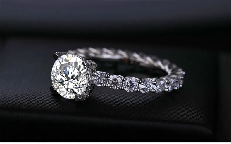 9*9mm round cut Diamond Ring not fake S925 sterling silver fine wedding proposal citrine sapphire amethyst ruby coloured diamond