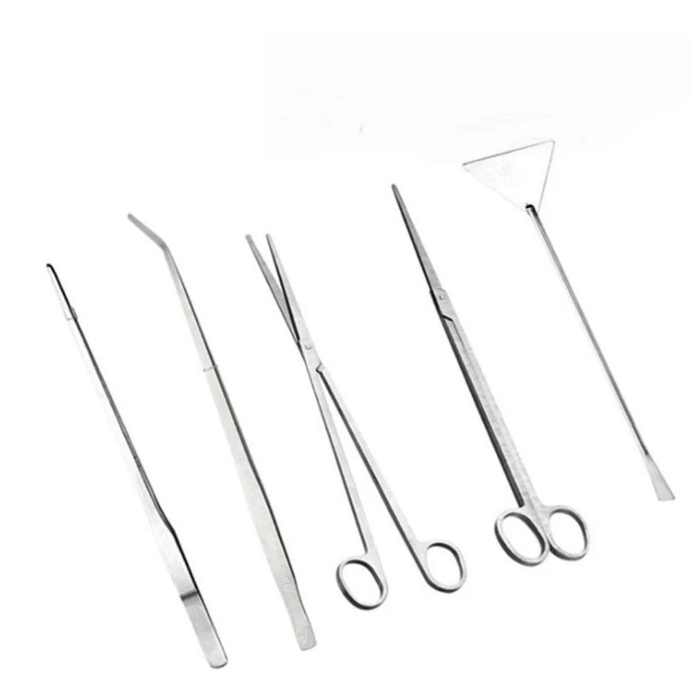 

5pcs Aquarium Stainless Steel Scissor Algae Clean Sand Scraper Maintenance Tool Water Plant Tank Aquarium Plant Maintena