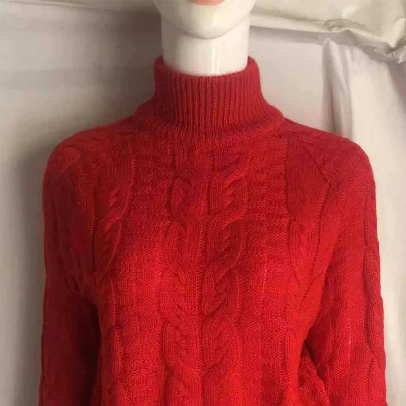 2020 Women Autumn Sweater Turtleneck Female Knitted Black Red Sweaters Short Pullover Ladies Knitwear Jumper Pull | Женская одежда