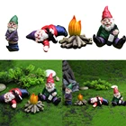 4 шт.компл. садовые пьяные гномы, миниатюрные украшения, мини карликовые садовые статуи, горшок для цветов, бонсай, декоративные аксессуары JU0188