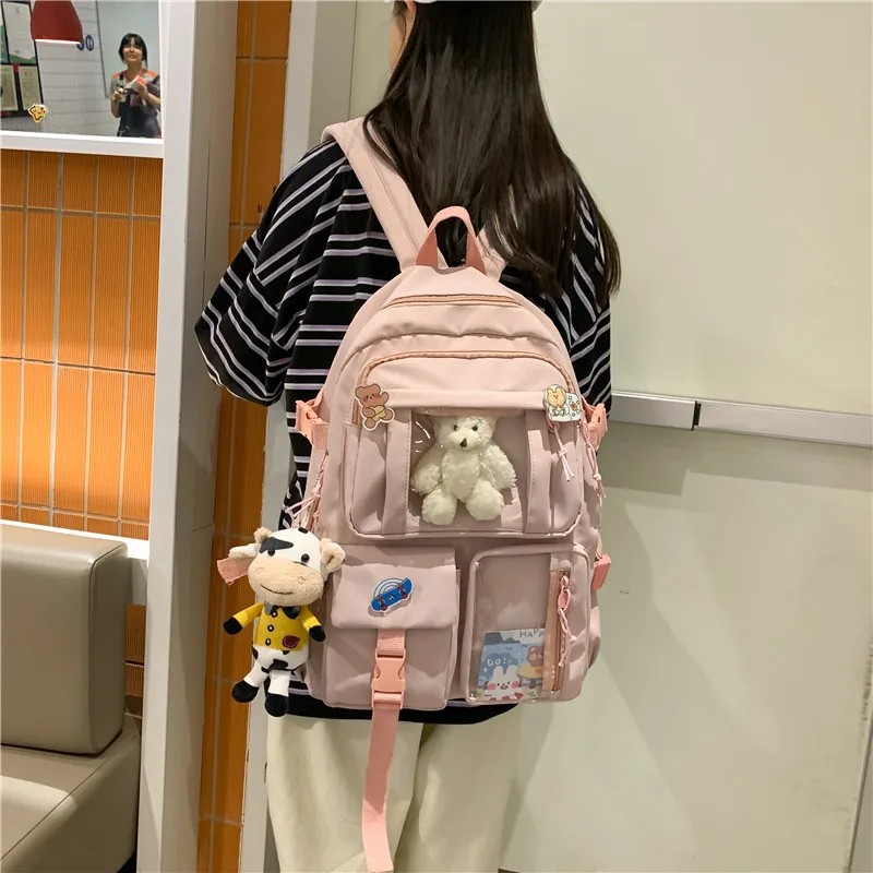 

Nylon Women Backpack Large Capacity Harajuku Schoolbags for Teenage Girls Designed High Quality Packbag INS Casual School Bags