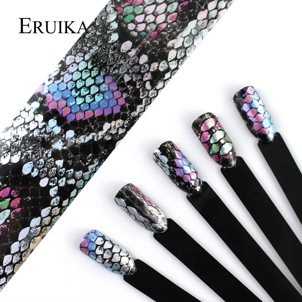 

ERUIKA 16 шт./компл., фольга для ногтей со змеиным дизайном, 20*4 см, голографическая переводная наклейка для дизайна ногтей, декоративные наклейки...
