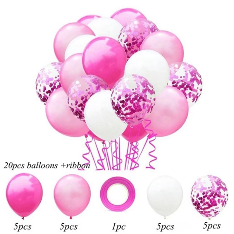 

1st Happy Birthday Silver Pink Balloons Foil Number Ballons First Baby Girl Princess Party Decorations My 1 One Year Supplies
