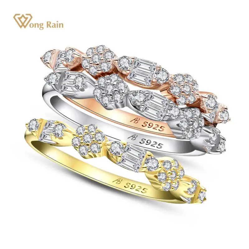 

Wong Rain 925 Sterling Silver Greated Moissanite Gemstone Diamond Engagement wedding band Luxury Rings Fine Jewelry Wholesale