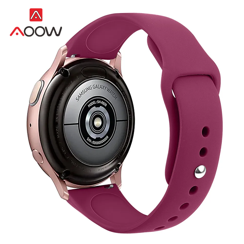 Wine red 20 мм 22 мм силиконовый ремешок для samsung Galaxy Watch Active 2 40 мм 44 мм 42 мм gear S2 S3 Active2 Amazfit huawei браслет Band Correa - Цвет ремешка: Wine red