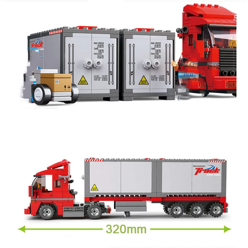 

IN STOCK NO BOX City container car hatchback double drive freight building block toy support drop shipping 345PCS