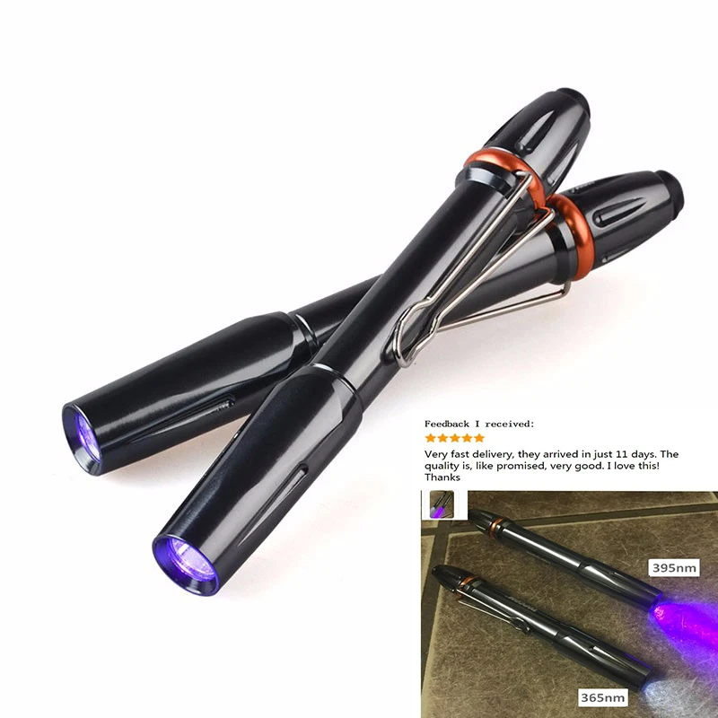 

GM Mini 3W LED UV Penlight 395nm 365nm UV Pen Light Flashlight Ultraviolet Light for Glue Curing Money Detector With Pocket Clip