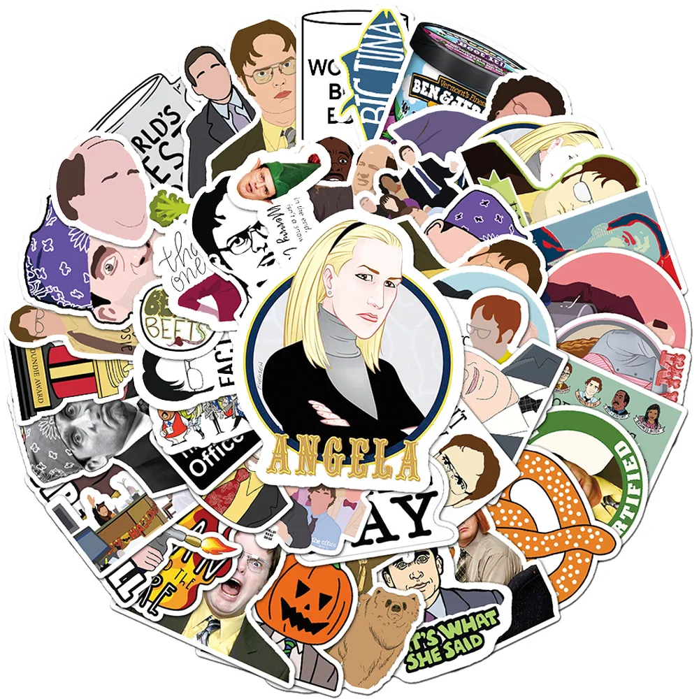 103050 pcs cartoon tv show the office figure poster stickers fridge phone laptop luggage wall notebook graffiti kids toys free global shipping