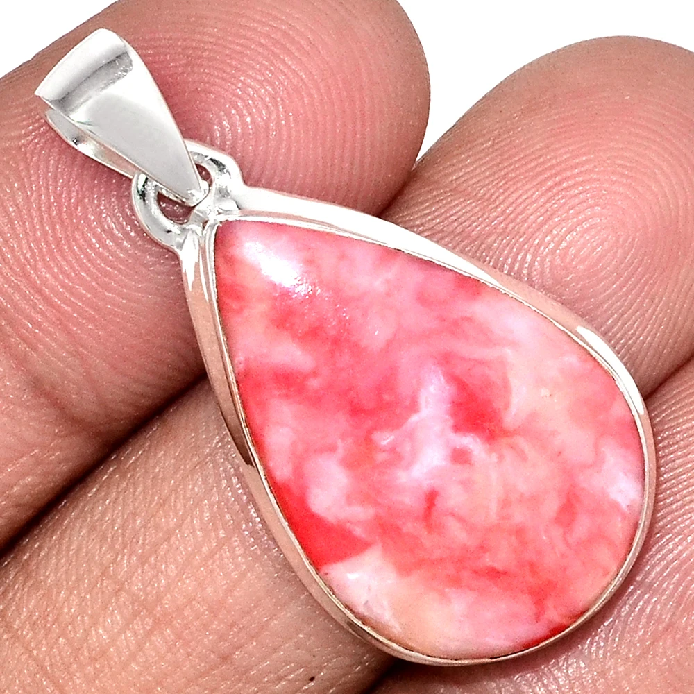 

Genuine PINK OPAL Pendant 925 Sterling Silver, Total Length : 39.8 mm, AP7069