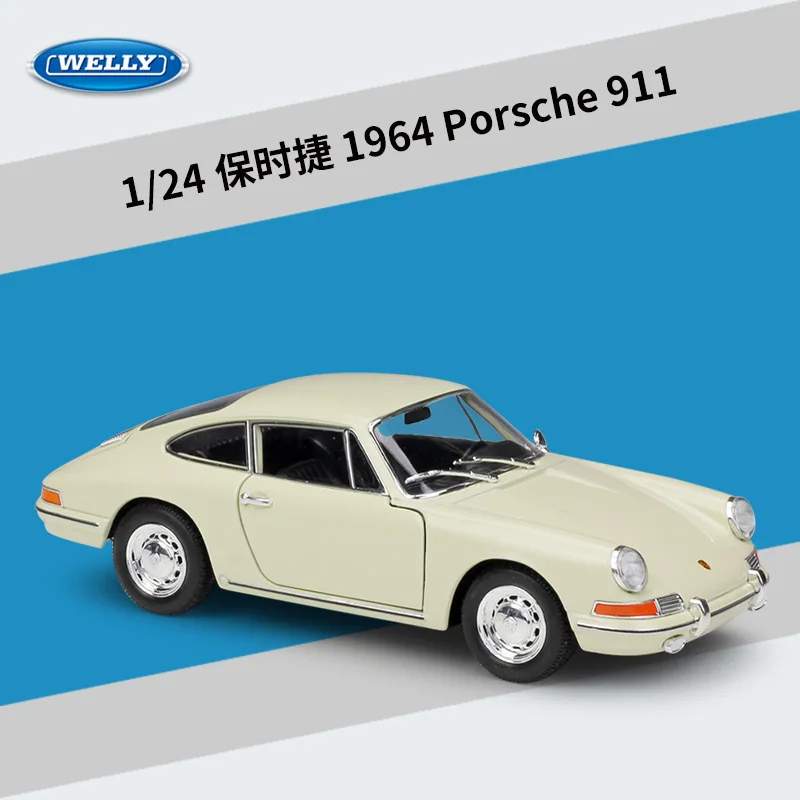 Белый Welly 1:36 имитационная модель автомобиля игрушка для Porsche 911 1964 сплав Игрушечная модель автомобиля с функцией оттягивания оригинальная коробка для ребенка подарок - Цвет: Белый