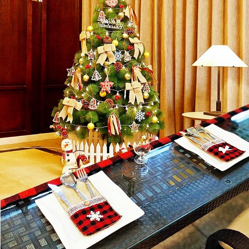 

1 Piece,Large-capacity Checkered Cloth Christmas Knife and Fork Bag,Home Decoration,Restaurant Furnishings,HolidayParty Supplies