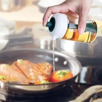 230ml glass oil with bottle press pot 2 in 1 bbq oil pump bottle household soy sauce pot bottle oil brush high temperature
