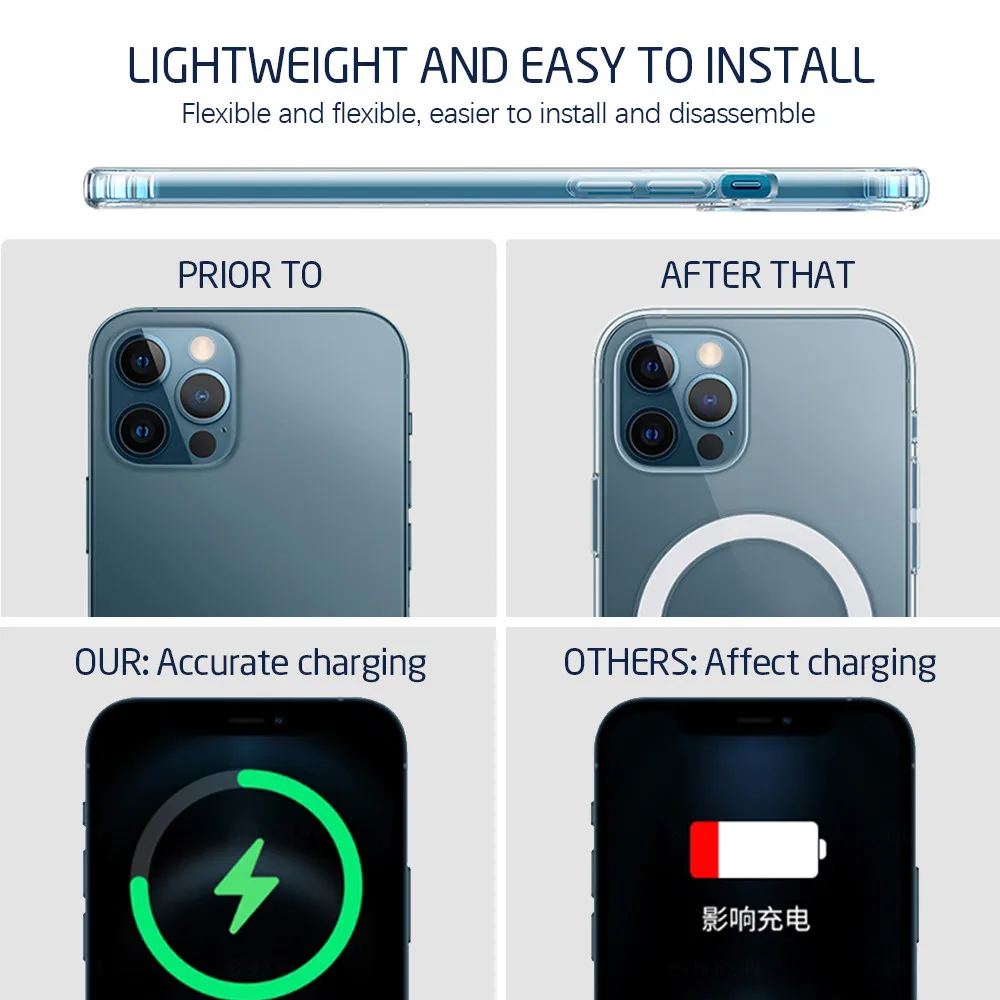 Прозрачный Магнитный противоударный силиконовый защитный чехол подходит для