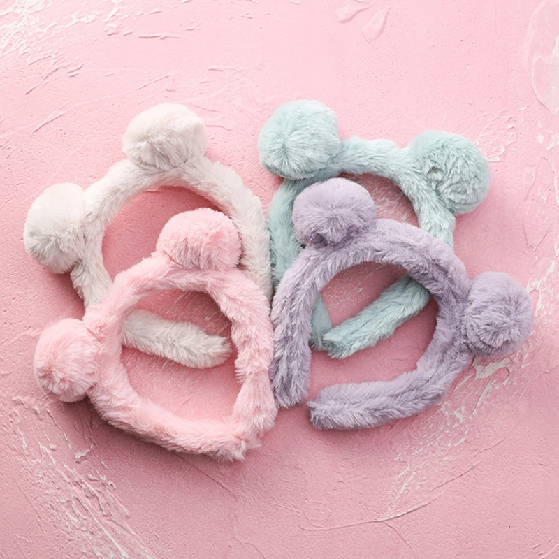 Новинка милая пушистая повязка на голову с медвежьими ушками для женщин и