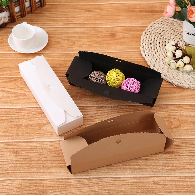 10 шт. Подарочная коробка из крафт-бумаги белый/черный/красный Макаруны длинная