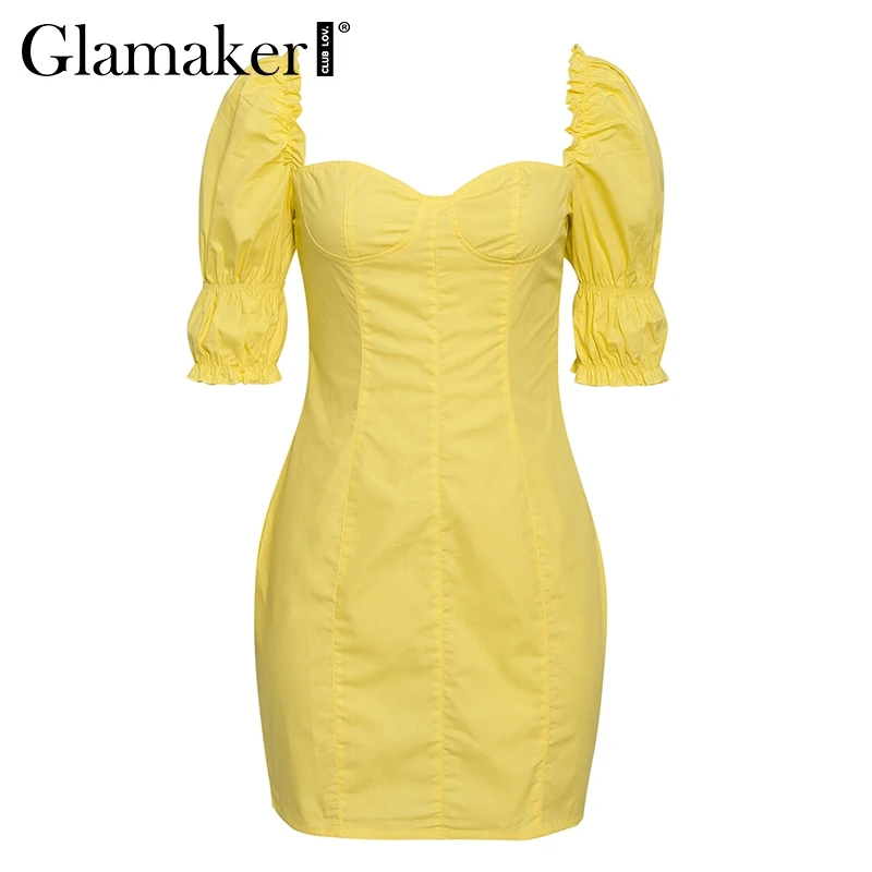 Glamaker Короткое облегающее платье с оборками и квадратным воротником женское