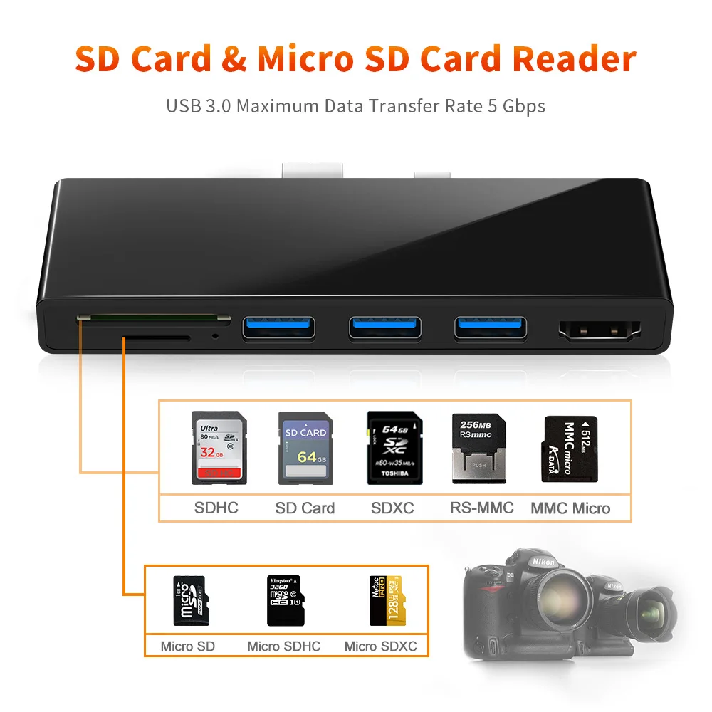 Док-станция Surface Pro USB 3 0 концентратор SD TF кард-ридер 4K HDMI адаптер для pro 56 |