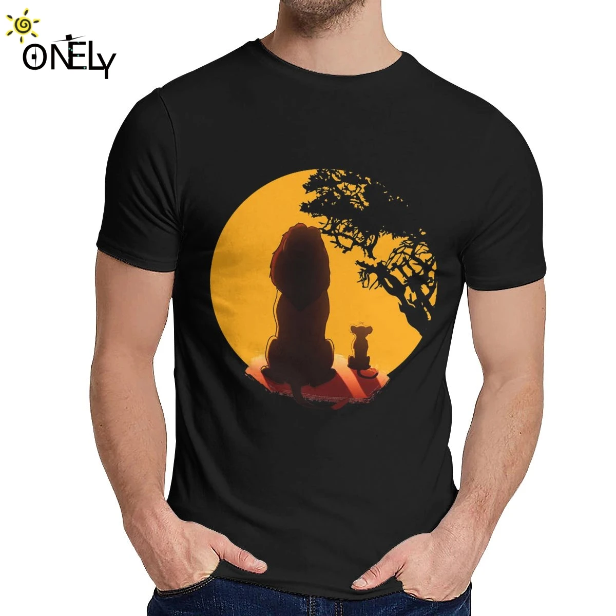 

Summer Man T-shirt Lion King Comfortable Top Design Classic Round Neck Cartoon Print Short Sleeve
