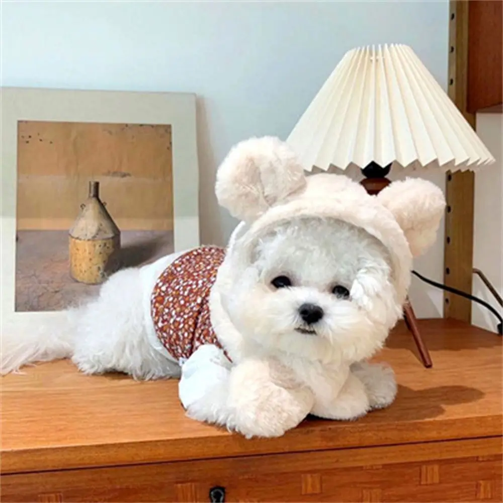 

Winter Pet Dog Clothes Dog Jacket Printing Plus Velvet Warm For Small Medium Dog Cotton Send Hat Coats Clothing Chihuahua