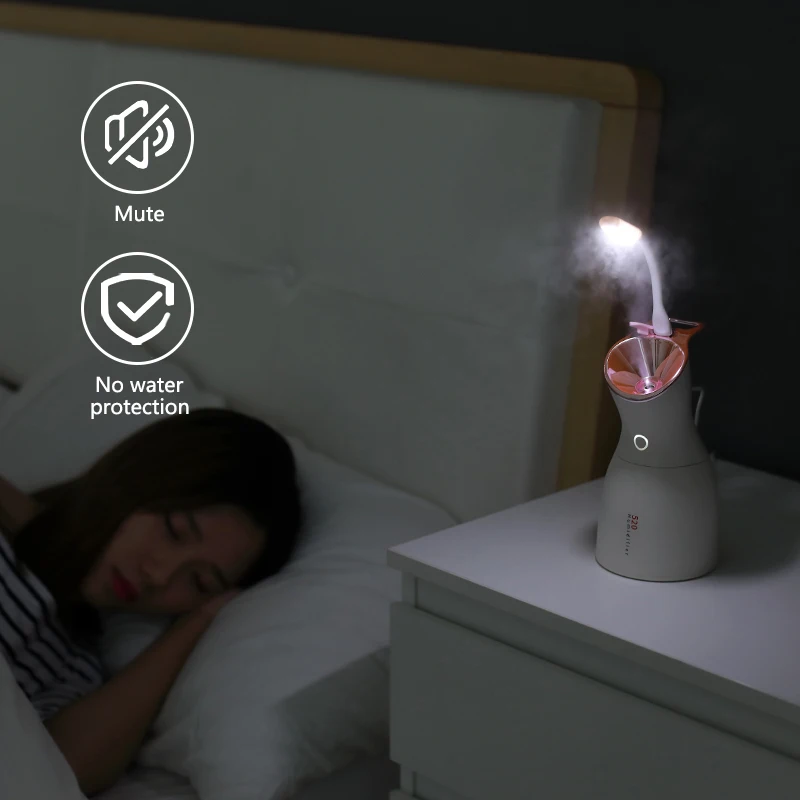 

500ML ultrasonic mini usb air humidifier portable fogger humidifier diffuser led germicidal lamp hydrating face mist maker