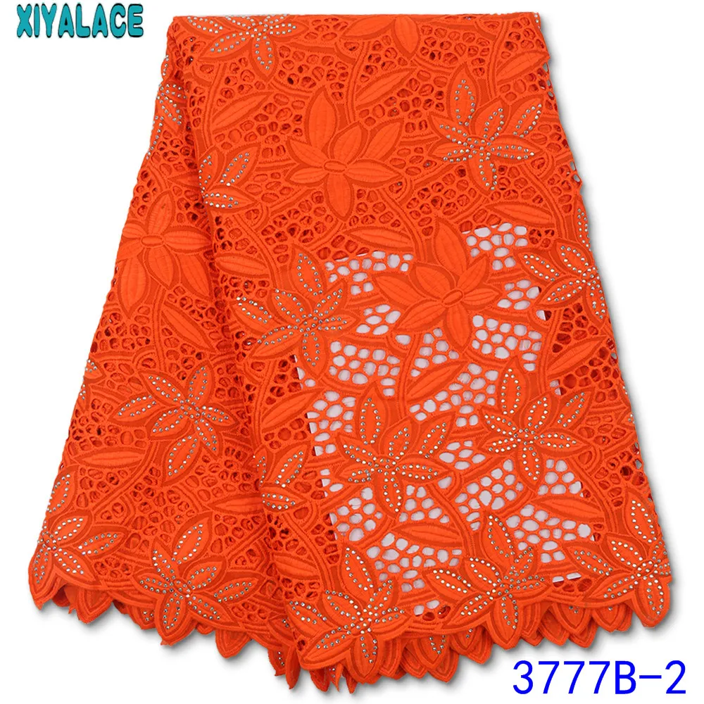 

Dry Lace Fabric 2020 High Quality Lace African Lace Fabric Embroidery Cotton Nigerian Swiss Dry Lace with Stones KS3777B