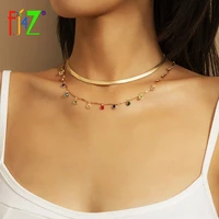f j4z 2021 trend womens collar necklaces colorful stone beaded charmssnake chain statement necklace lady summer jewelry