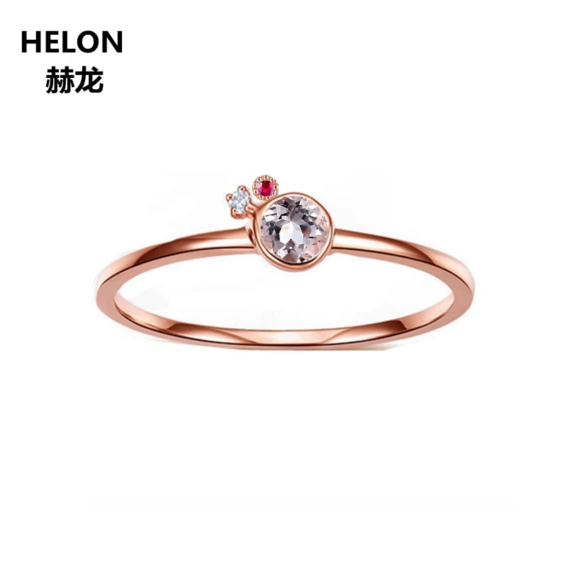 Женское кольцо из розового золота 4 5 пробы с натуральным морганитом|Кольца| |