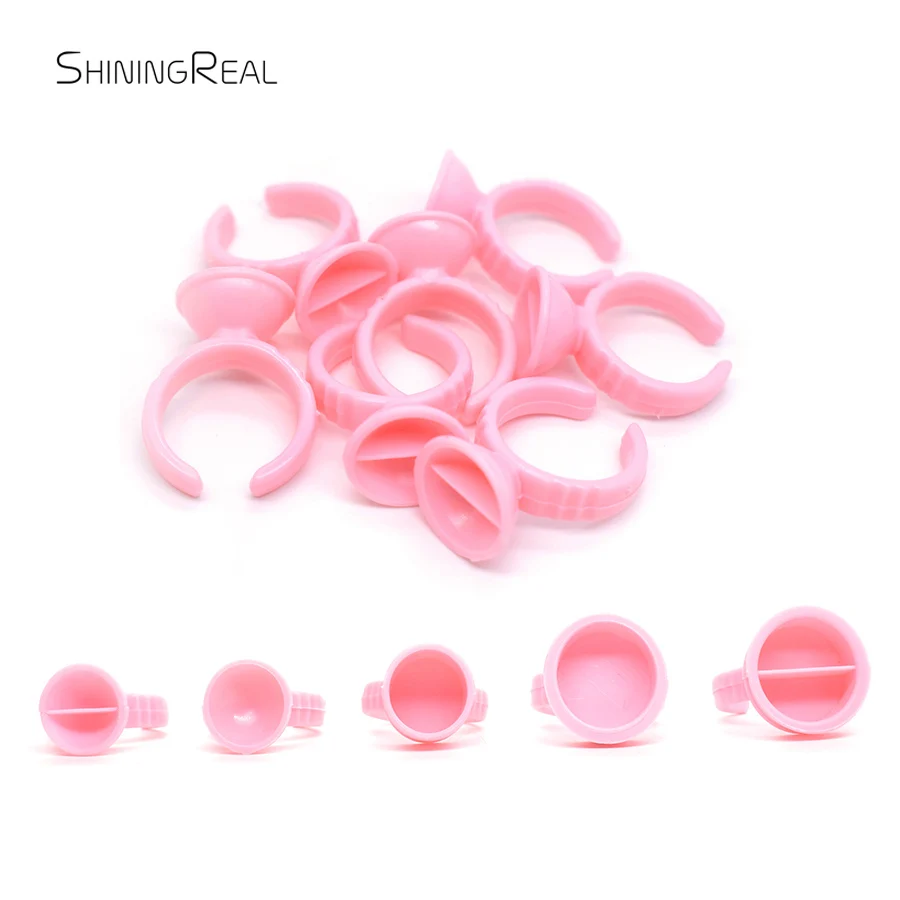 

100pcs Disposable Glue Rings Plastic Permanent Makeup Pigment Holder Pallet For Tattoo Eyelash Extension Glue Divider Container