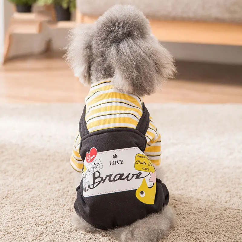 Полосатая одежда для домашних животных зимняя Чихуахуа маленькая собака
