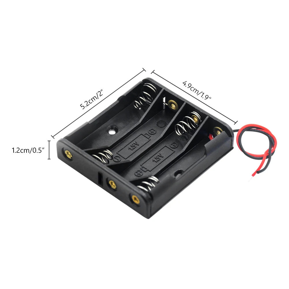 

4x 3x 2x 1x AAA Plastic Black Spring Battery Storage Case Box AAA 3A Battery Holder Plastic Container With Wire Leads