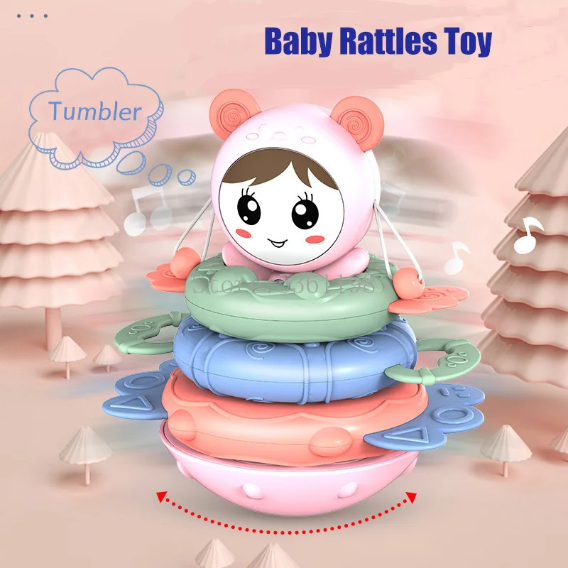 

Baby Musical Toy Rattles For Kids Infant Interactive Stacking Ring Tower Early Learning Elephant Toddler Educational Tumbler Toy