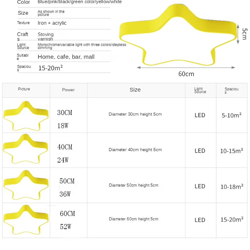 Lámpara de techo Moderna y cálida para habitación de niños, luz LED de 220V con estrella de colores para sala de estar, dormitorio, comedor, luz de parque de atracciones