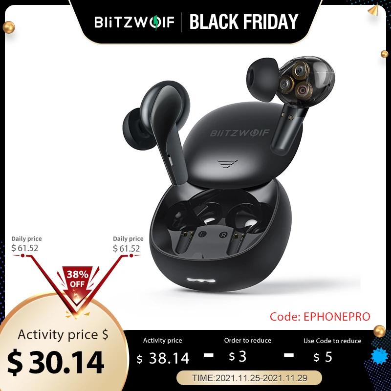  BlitzWolf BW-FYE15 Наушники TWS Наушники с поддержкой Bluetooth HiFi Стерео басы Низкая задержка Smart Touch HD Звонки Наушники для телефона 