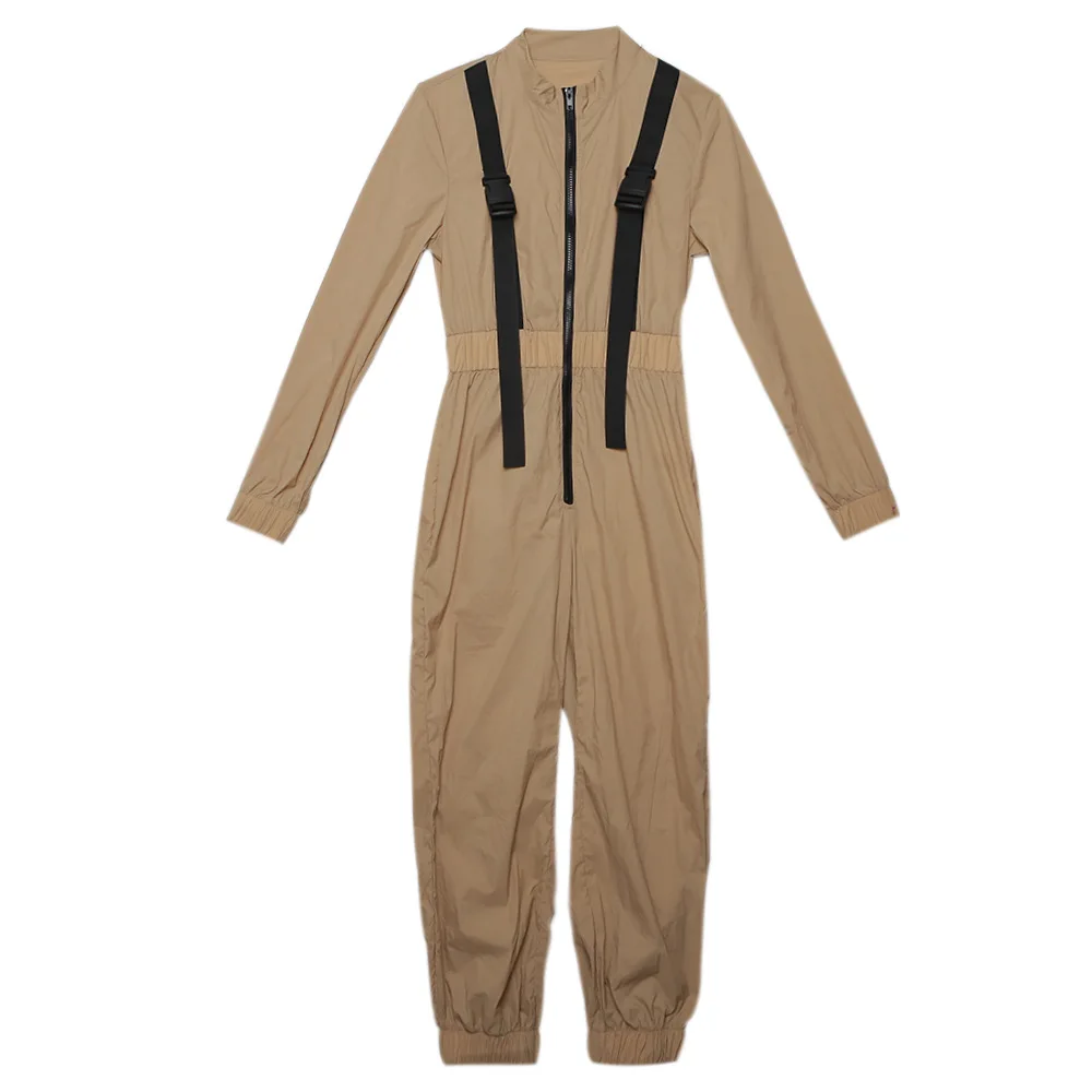 2019 осенние модные однотонные повседневные Комбинезоны свободного кроя с