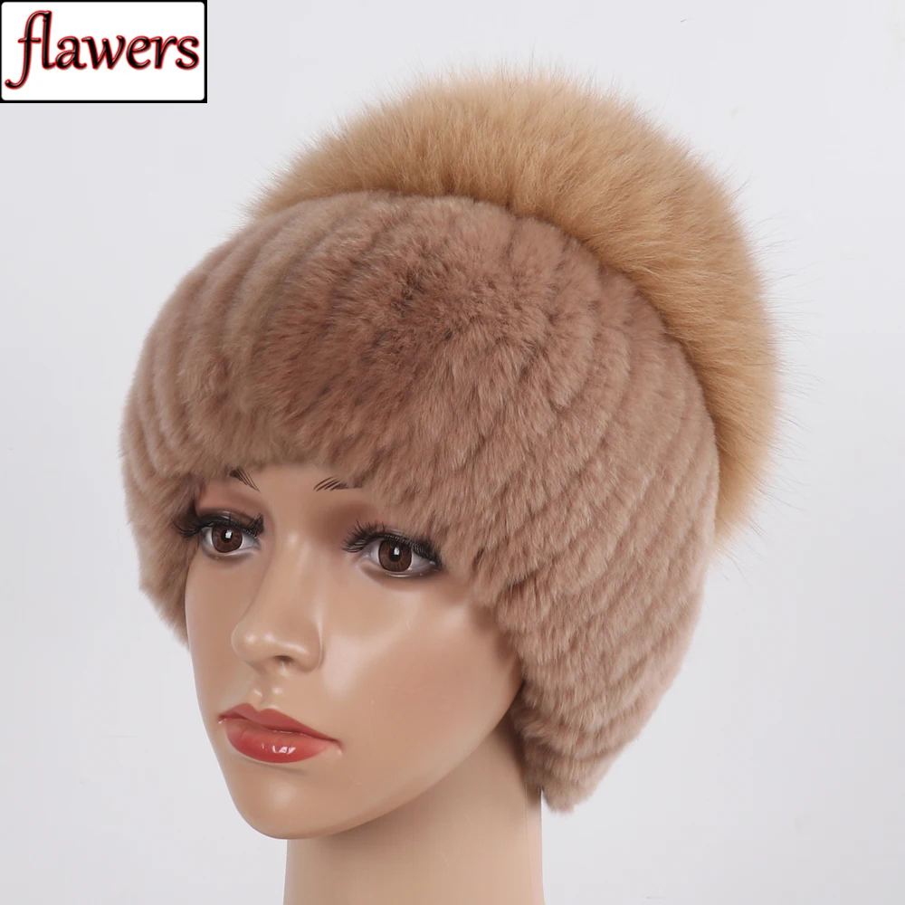 Лидер продаж Женская зимняя Настоящий мех кролика шапки для женщин обувь на