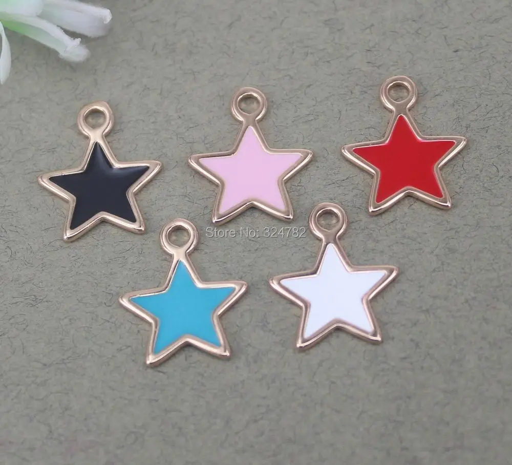 20 шт маленькие размеры эмалированные цветные звезды Шарм бусины золотые