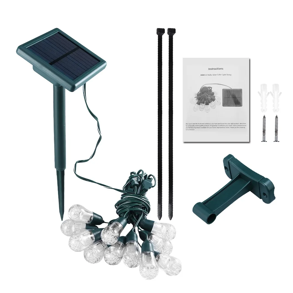 

JUNHOL LED Solar String Light 5M 12Bulbs Droop 0.3-0.5M Christmas Fairy Light Holiday Decoration Lamp For Outdoor Garden Pathway