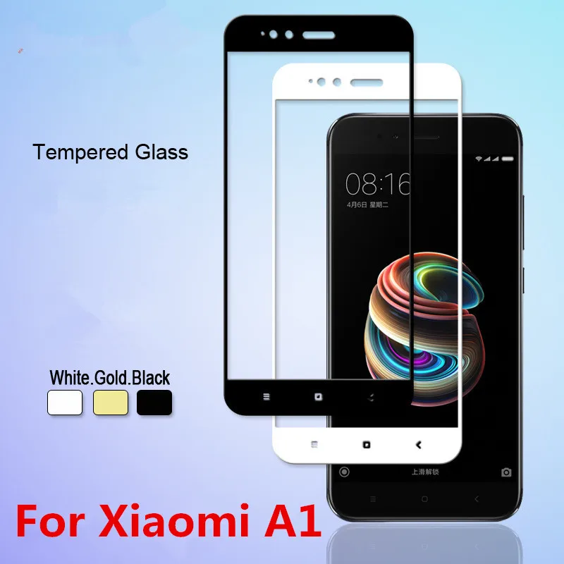 Черное и белое закаленное стекло с полным покрытием для Xiaomi A1 Защитная пленка
