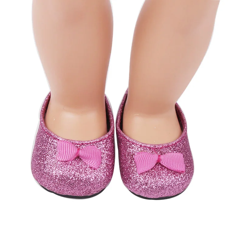18-дюймовая обувь для кукол девочек блестящая с бантом из искусственной кожи