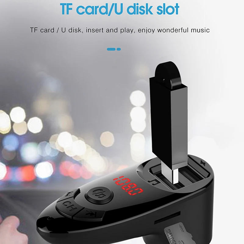 Bluetooth Беспроводной автомобильный набор Handsfree FM передатчик быстрая зарядка Dual USB