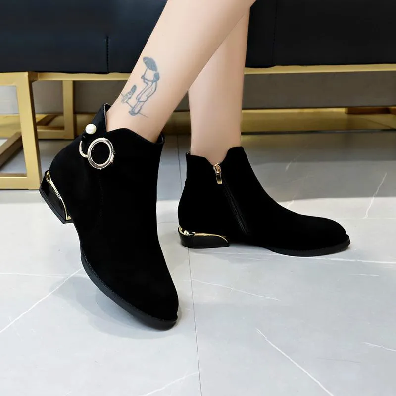 

2020 Women Boots Ladies Fashion Zipper Ankle Boots Student Casual Large Size Scrub Single Boots Warm fur Winter Warm Shoes M50#