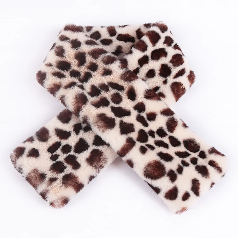 Thick Warm Faux Rabbit Fur Scarf 2019 New Leopard Women Winter Scarves Luxury Brand Neckerchief Animal Print Wraps |