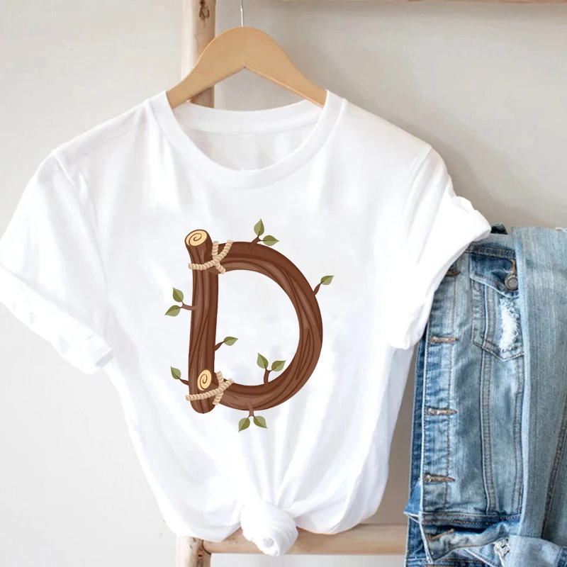 

T-Shirts Woman Woman Summer Clothes Aesthetic Clothing Women's Clothing 2021 Creative 26 English Alphabet Printed T-Shirts