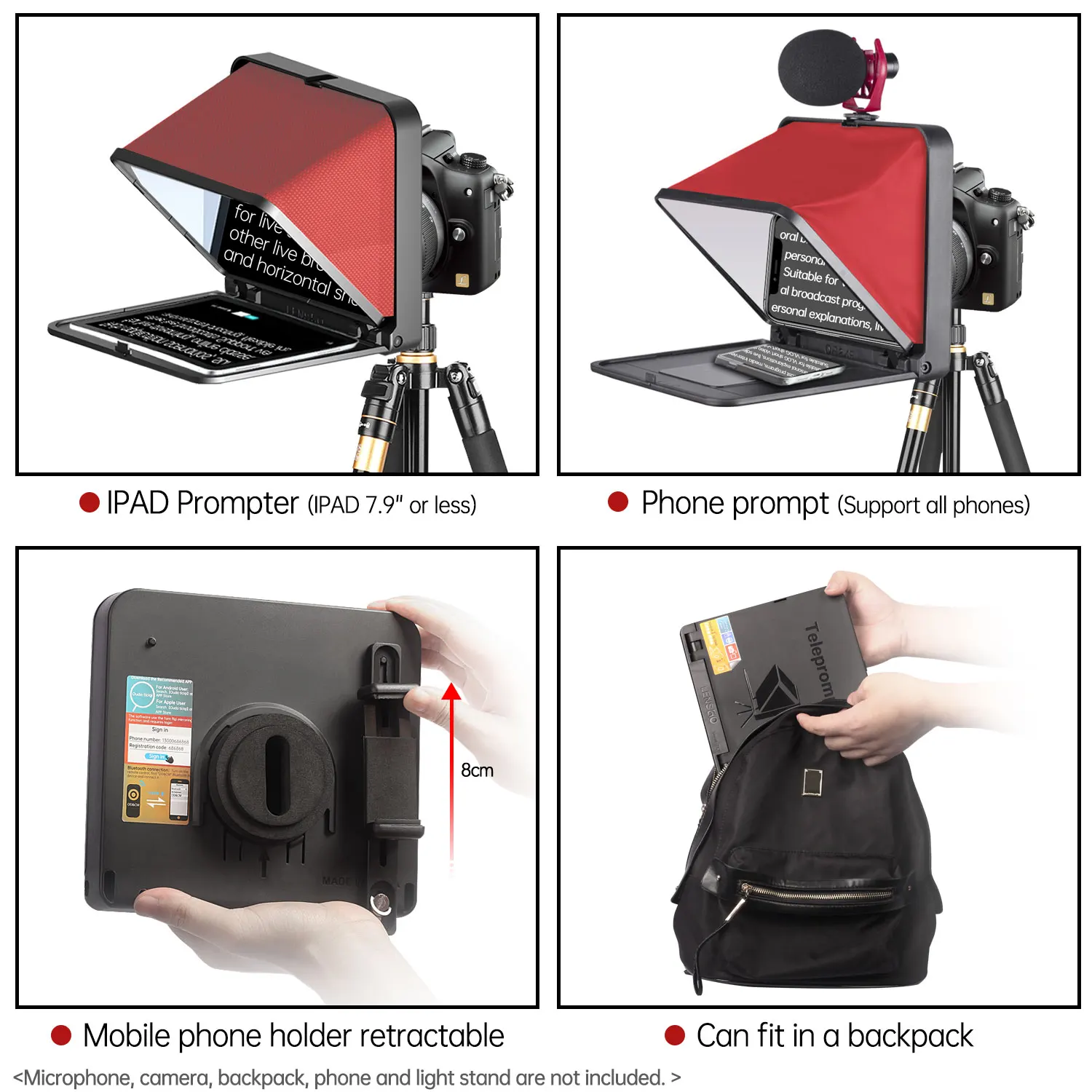 TC7 Teleprompter складной Prompter портативный 7 9 дюймов надпись для телефона DSLR Планшет iPad с