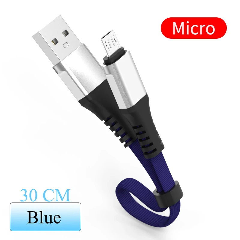 For Micro 30 см короткий usb Tpye C кабель быстрого зарядного устройства для iphone samsung Android 2.4A Быстрая зарядка мобильного телефона кабель для передачи данных usb c кабели - Цвет: For Micro